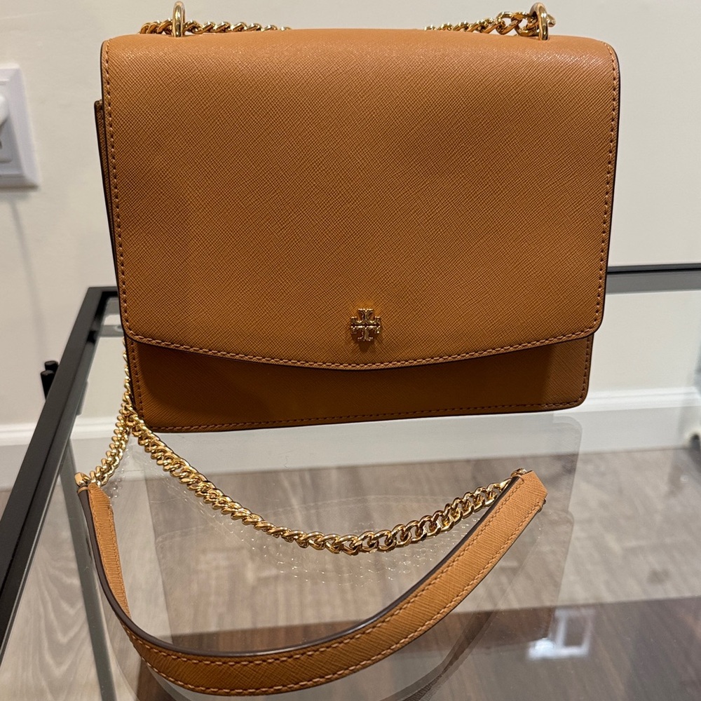 Tory Burch Brown Crossbody Bag with Gold Chain